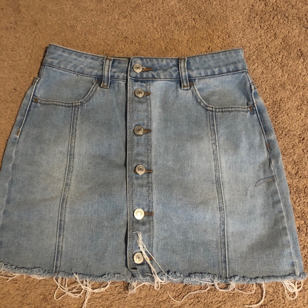 pacsun button up jean skirt